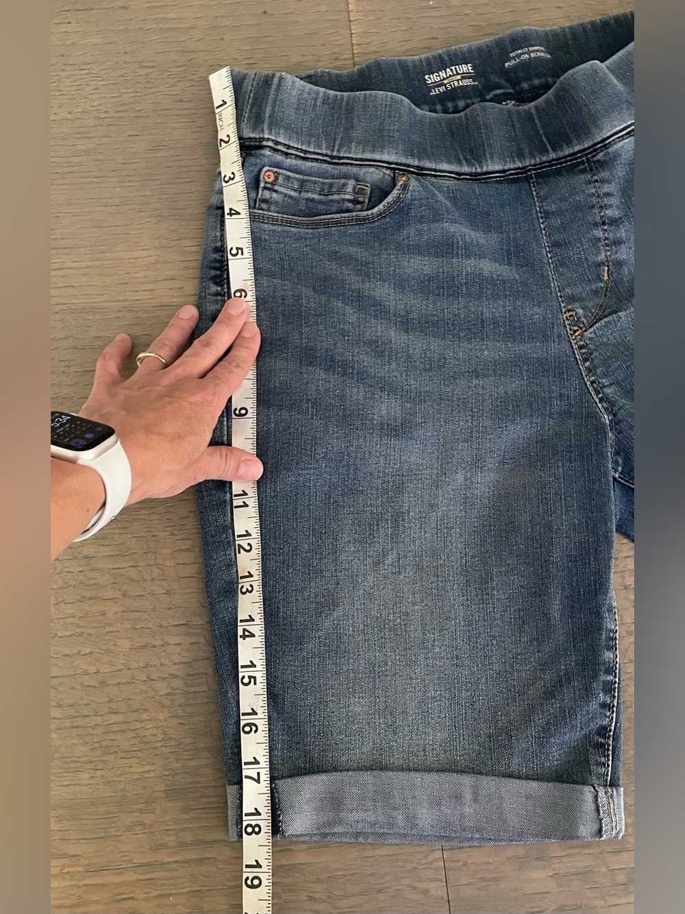 Signature by Levi Strauss Stretch Denim Bermuda Shorts in Medium Blue - Picture 9 of 11